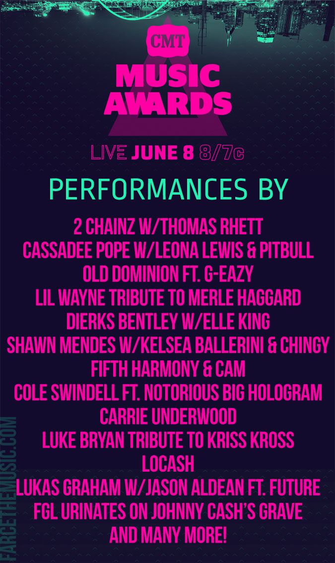 Farce the Music CMT Awards are Tonight, Here's the Lineup!