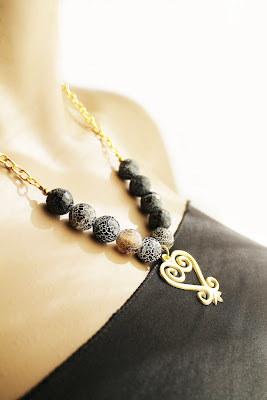 african natural stone brass sankofa pendant necklace set