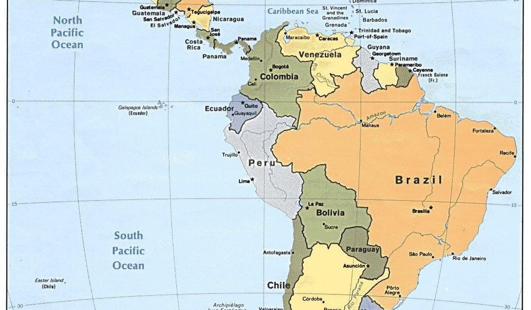 central and south america map