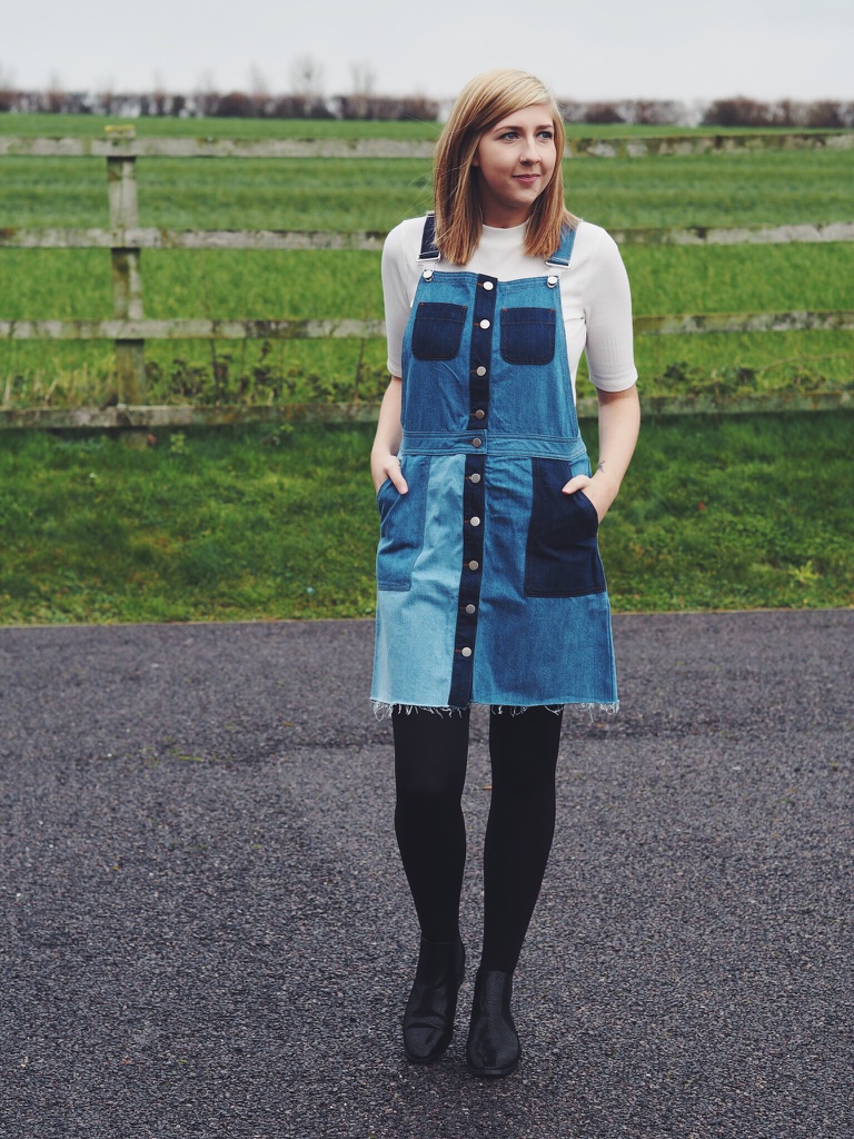 newlook, ASOS, patchworkdenim, denimpinafore, dungarees, wiw, whatimwearing, lotd, lookoftheday, asseenonme, fbloggers, fblogger, fashionblogger, fashionbloggers, ootd, outfitoftheday