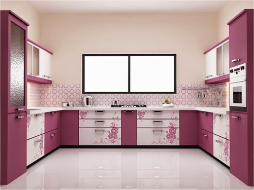 Desain Dapur Cantik Dengan Motif Bunga Warna Ungu - Desain ...