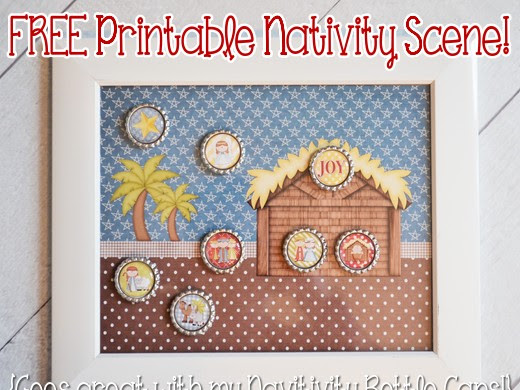 FREE Printable Scene to go with Nativity Bottle Cap Images!
