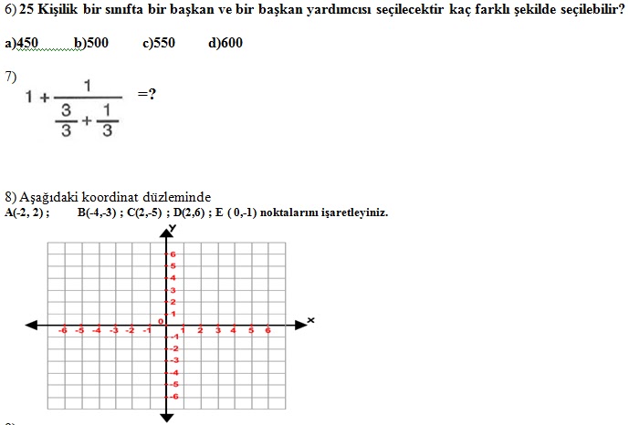 7. Sınıf Matematik 2. Dönem 1. Yazılı Soruları 2013 - Ders ve Çalışma