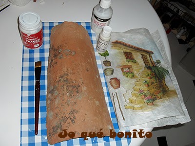 Teja decorada con papel de arroz