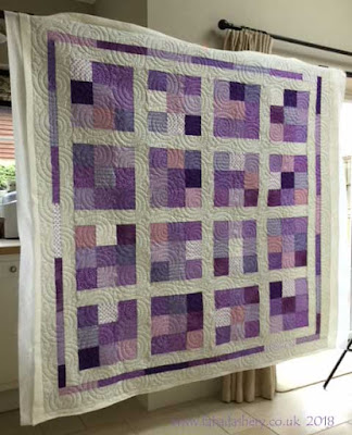 Purple Charm Square Quilt made by Elaine,  quilted by Frances Meredith, Fabadashery