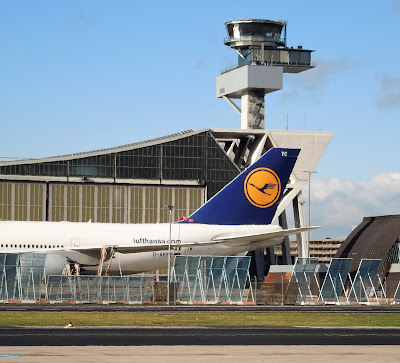 Lufthansa logo on airplane in Frankfurt
