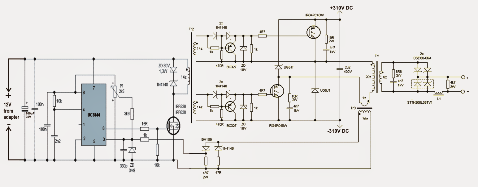 Hobby Electronics Circuits: SMPS Welding Inverter Circuit