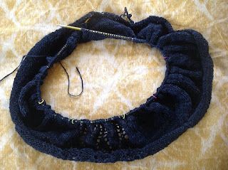 about 2 inches of Lace Market knitting project in progress