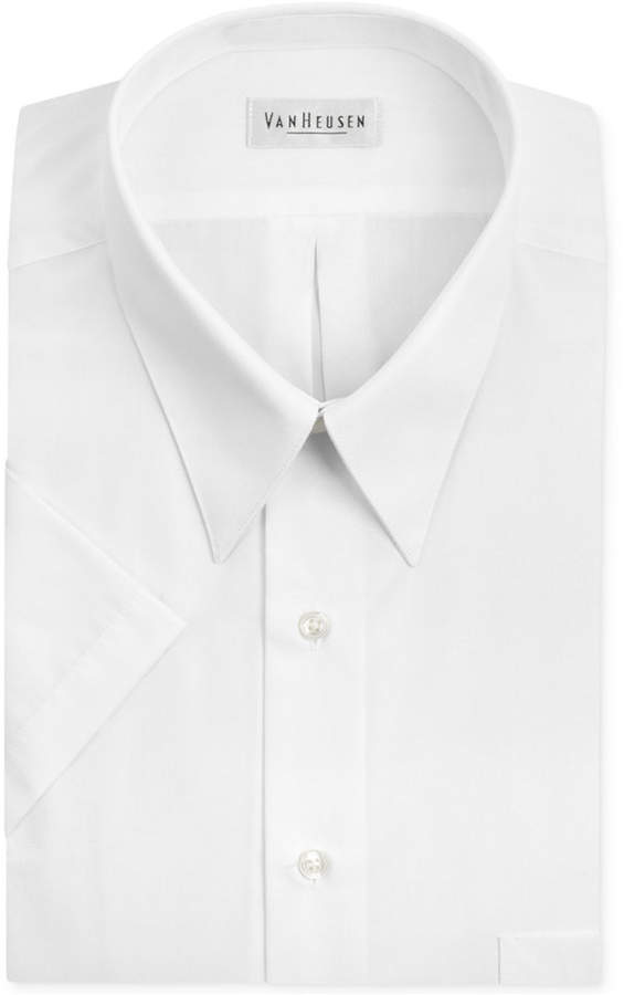 Van Heusen Poplin Solid Short-Sleeve Dress Shirt
