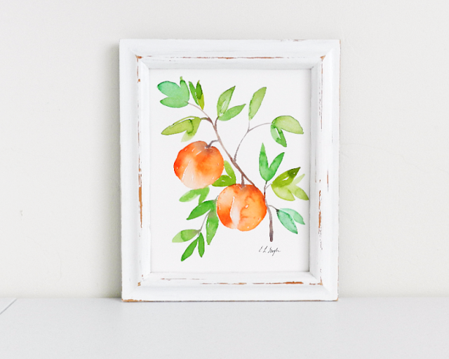 watercolor peaches painting by Elise Engh