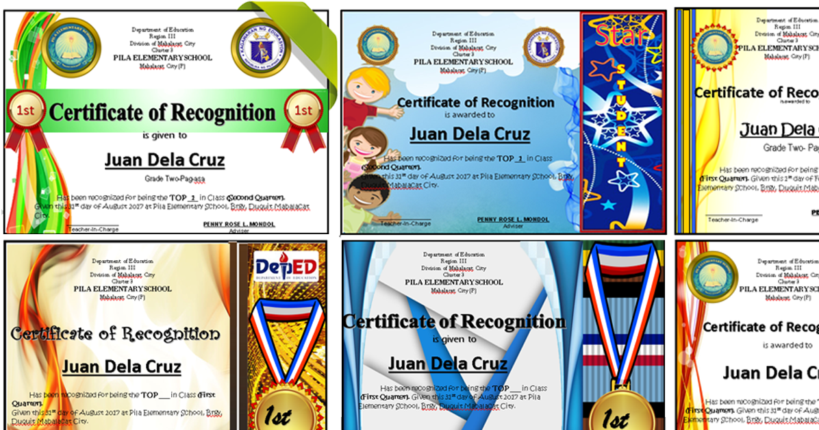 Deped Certificate Of Recognition Template Free Download - Templates ...