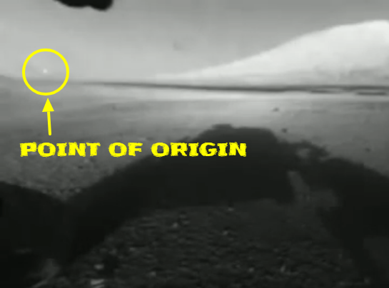 Here's the point of origin for the UFO on Mars.