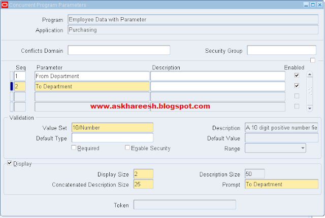 PL/SQL Stored Procedure registration with Parameters, askhareesh blog for Oracle Apps