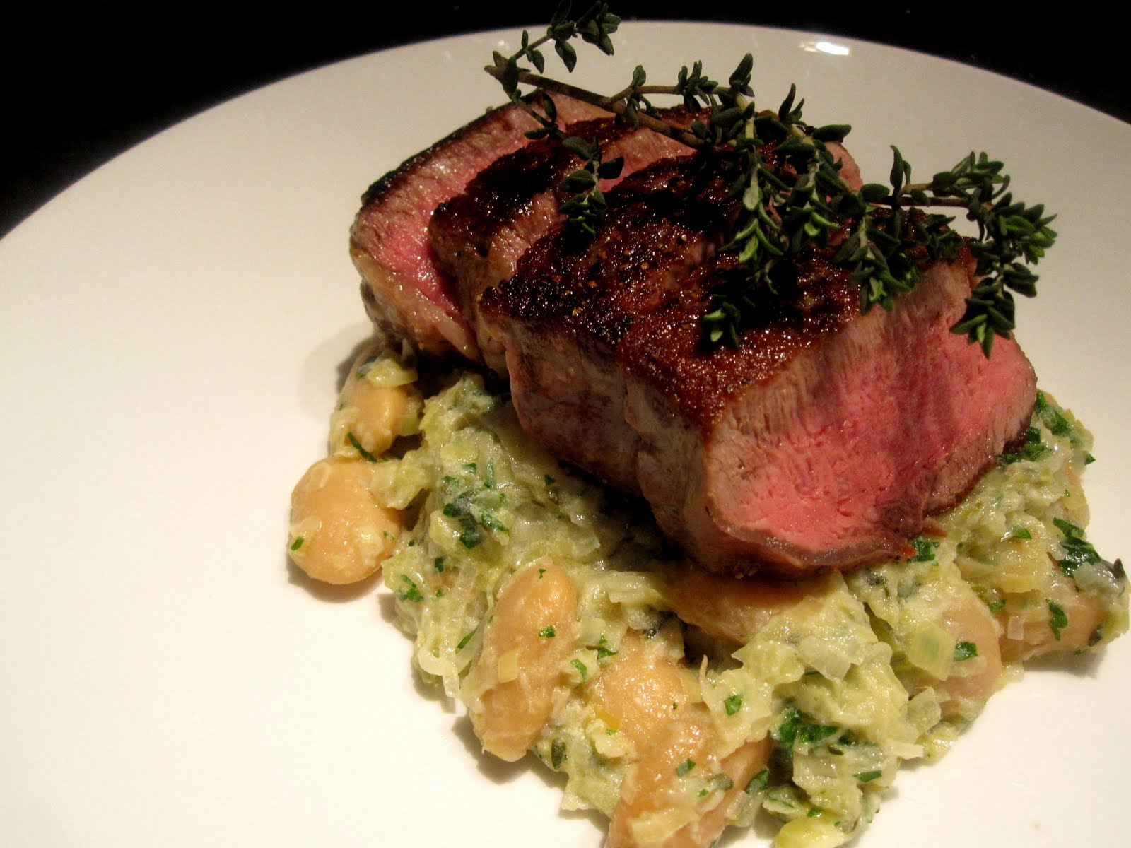 Bubbles n Squeaks Eye Fillet with Creamy Sauteed Leeks & Butter Beans