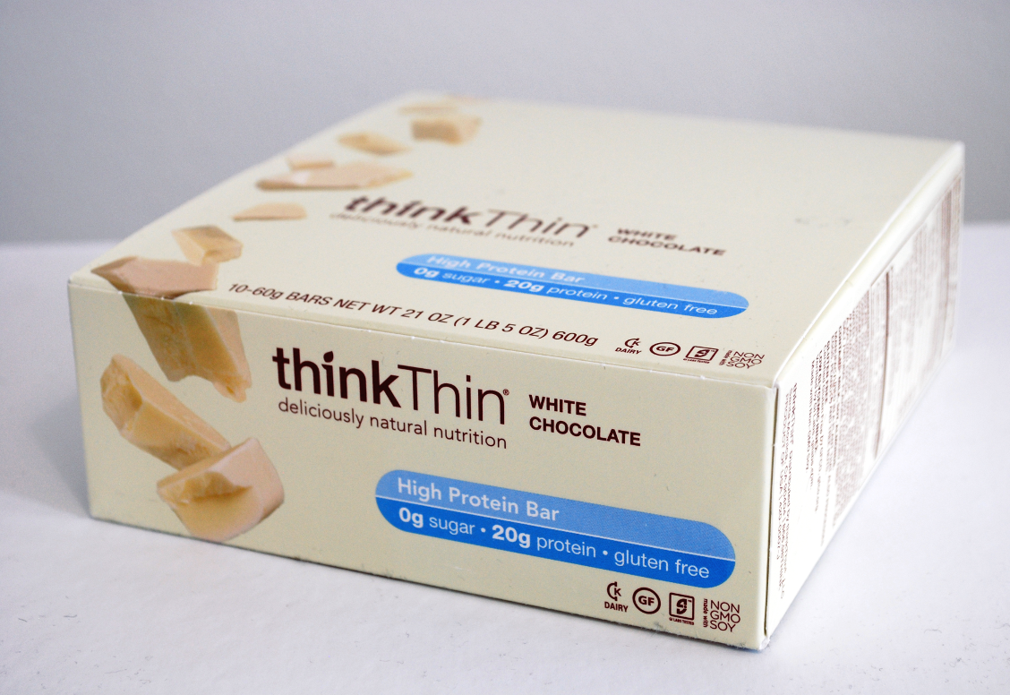 iHerb gluteeniton proteiinipatukka ThinkThin High Protein Bar White Chocolate pakkaus