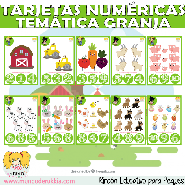 Tarjetas Numericas Tematica Granja Mundo De Rukkia