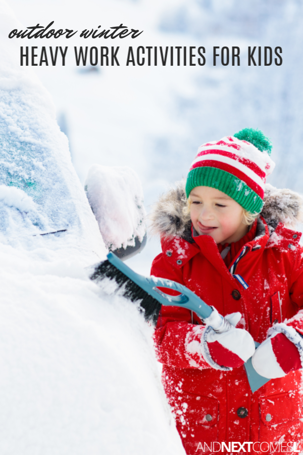 List of winter heavy work activities for kids to do outdoors in the snow