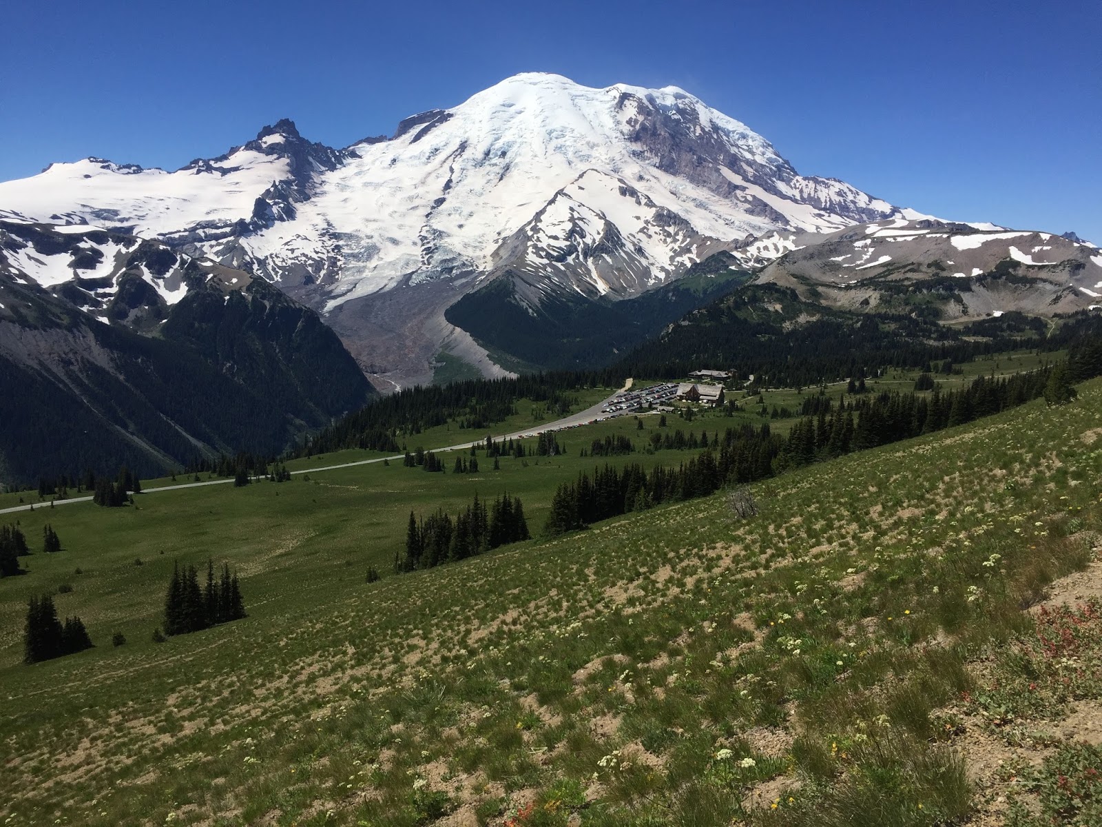 Three Hiking Sisters Antler Peak at Mount Rainier National Park