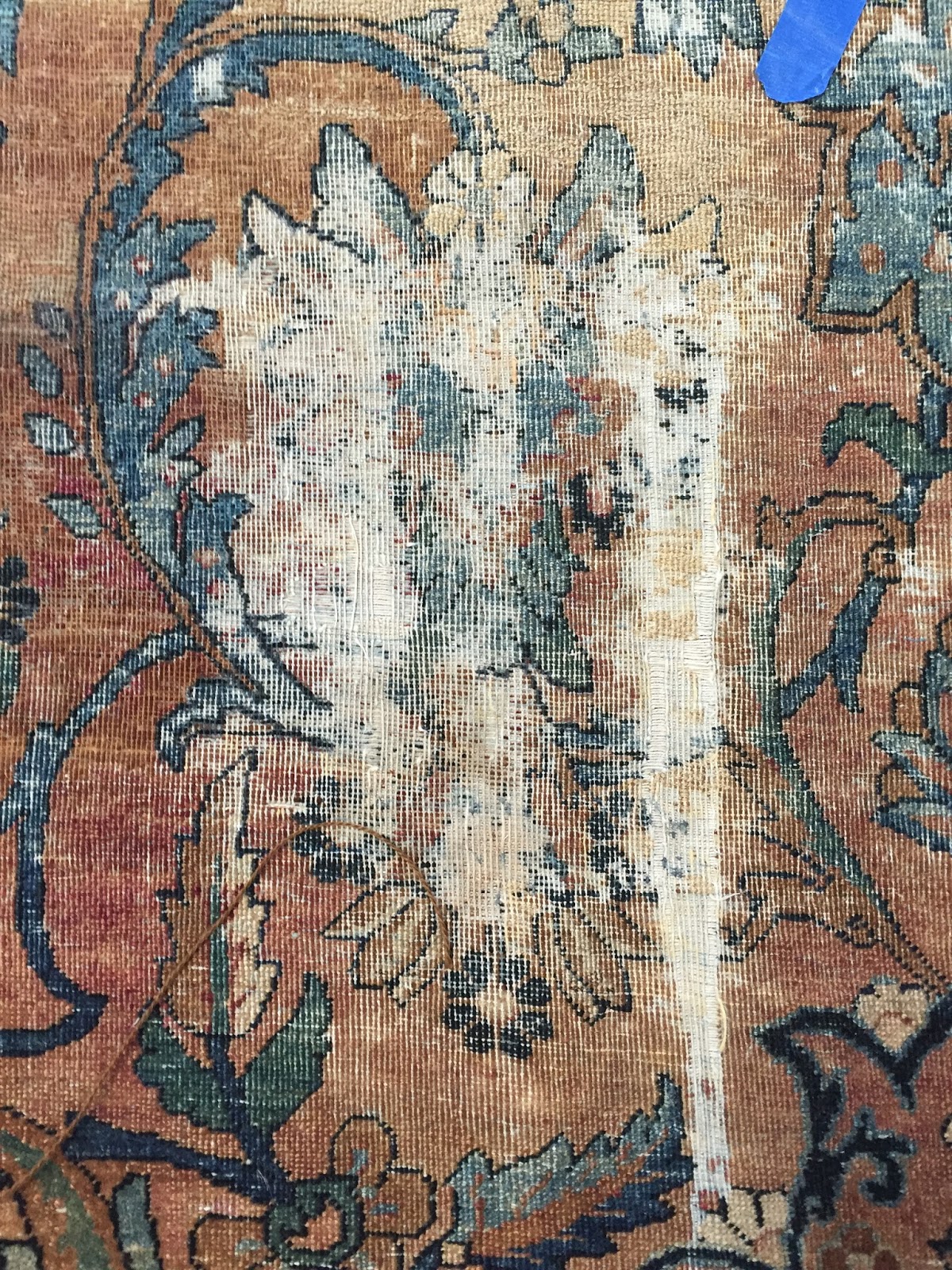 Antique Persian Kerman Rug Restoration