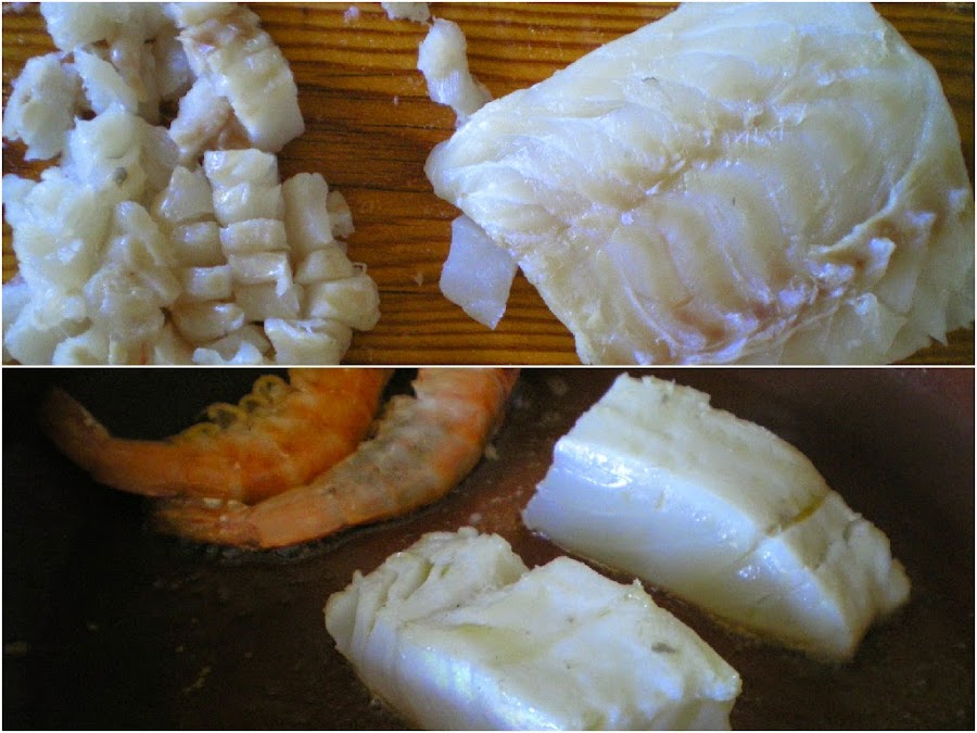 Arroz con bacalao y langostinos (Bacalao)