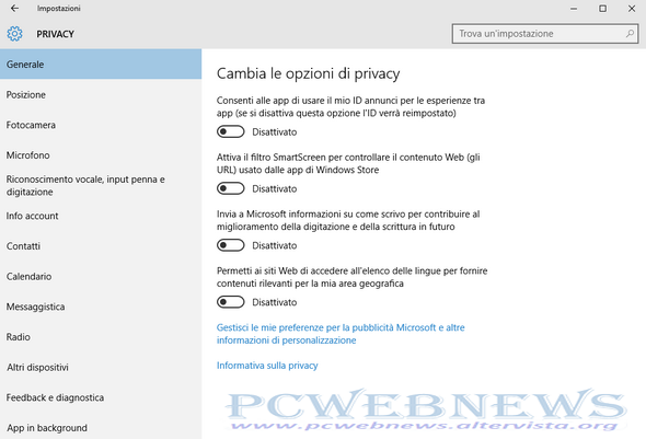 Windows10 e la privacy