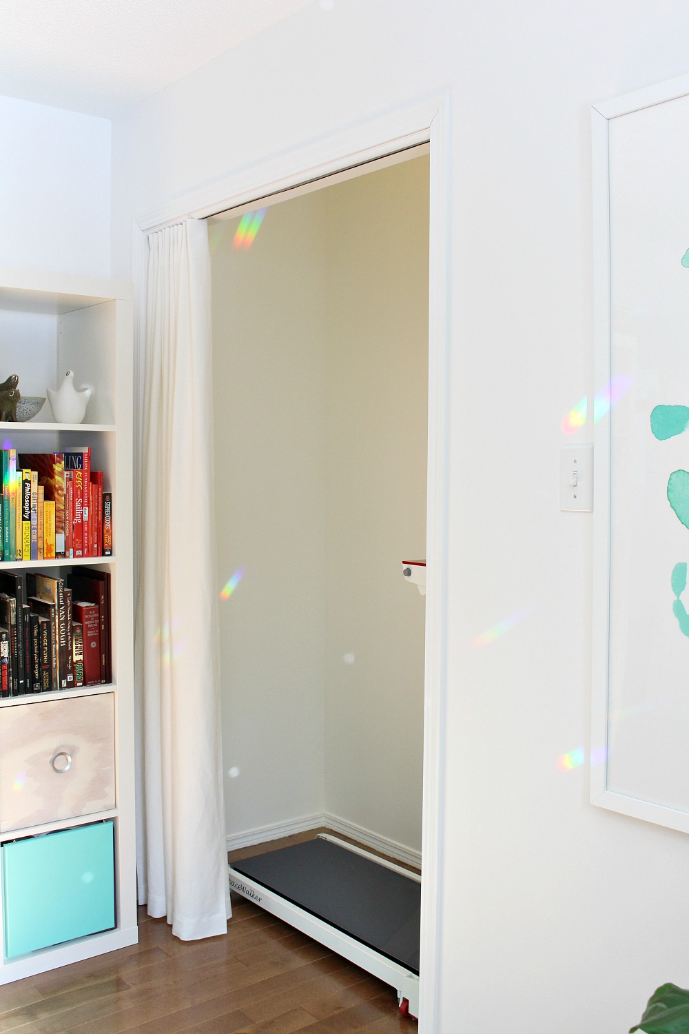 Make a Curtain Panel for a Closet Hiding a Home Gym Inside a Closet