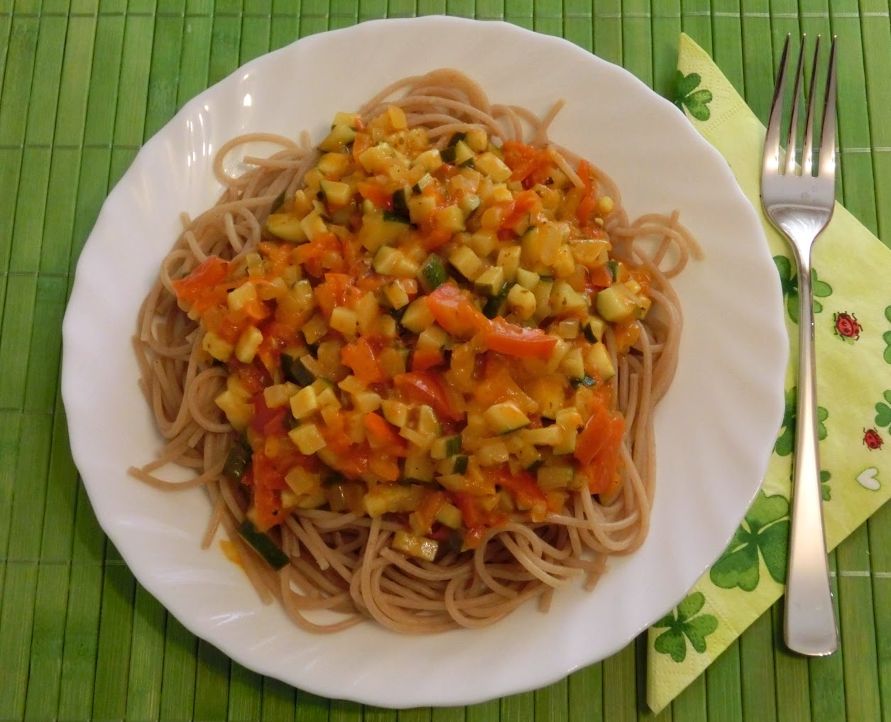 Bhakti Yoginis Blog: Spaghetti mit Zucchini-Tomaten-Soße
