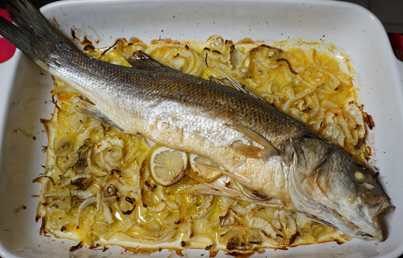 Sea bass with fennel orange and lemon