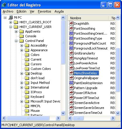 regedit, editor de registro de Windows