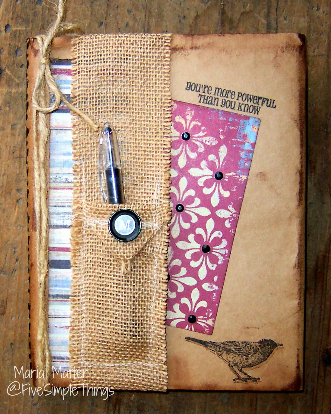 Five Simple Things My Journal with Burlap Pen Holder
