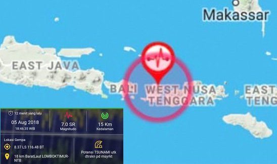 Lombok, Diguncang Gempa 7 SR, Ini Area Dampak Guncangan