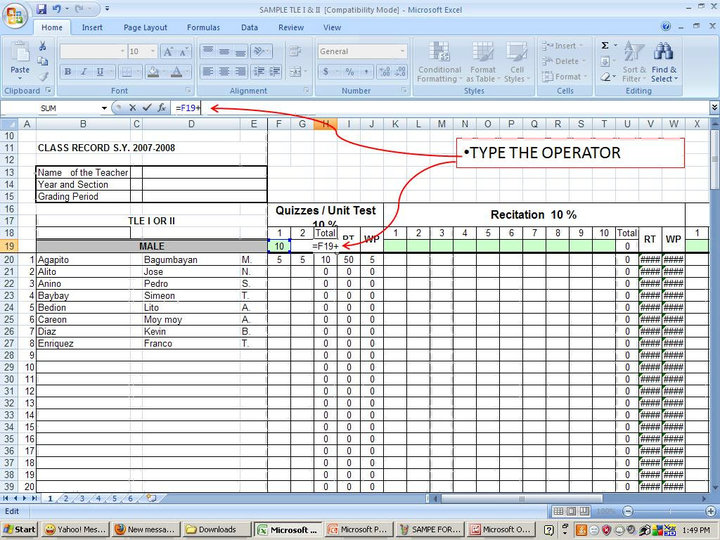 Sir Sherwin's Computer Tutorial: Grading Sheet for teachers