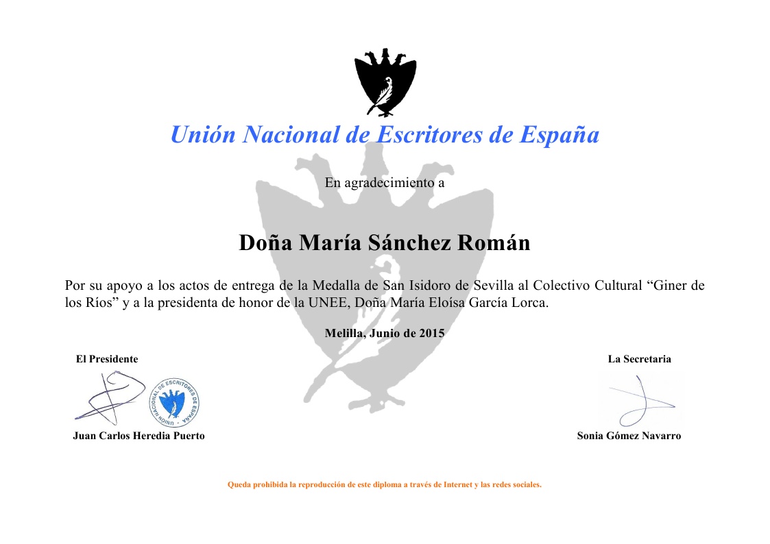 Diploma de gratitud de la UNEE