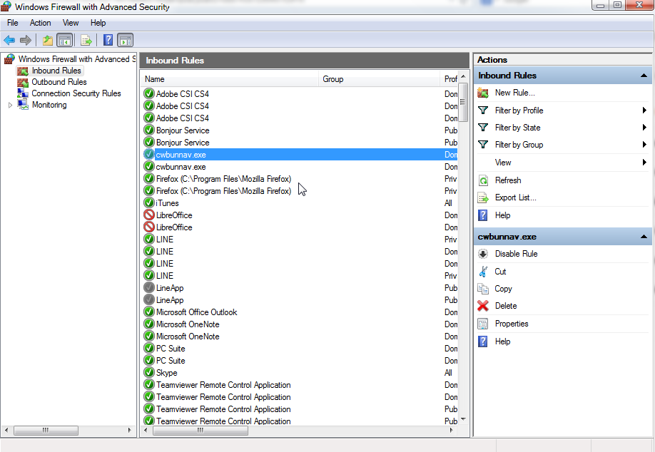 Windows Firewall Inbound Rules อนุญาตให้โปรแกรมเข้ามาใช้เครื่อง