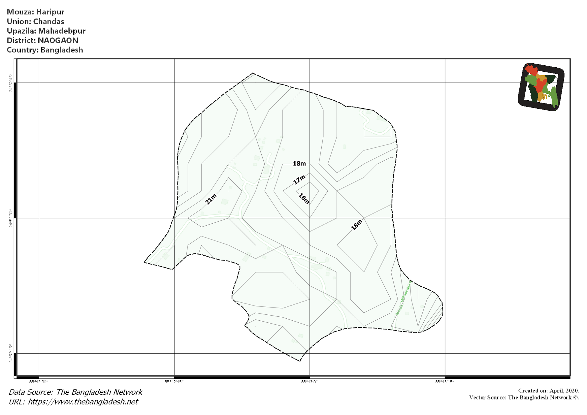 Map of Haripur Mouza of Mahadebpur Upazila, NAOGAON Map of Haripur Mouza of Mahadebpur Upazila, NAOGAON, Bangladesh.
