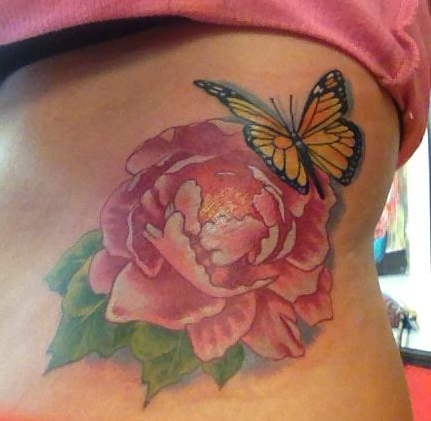 flower and butterfly tattoo