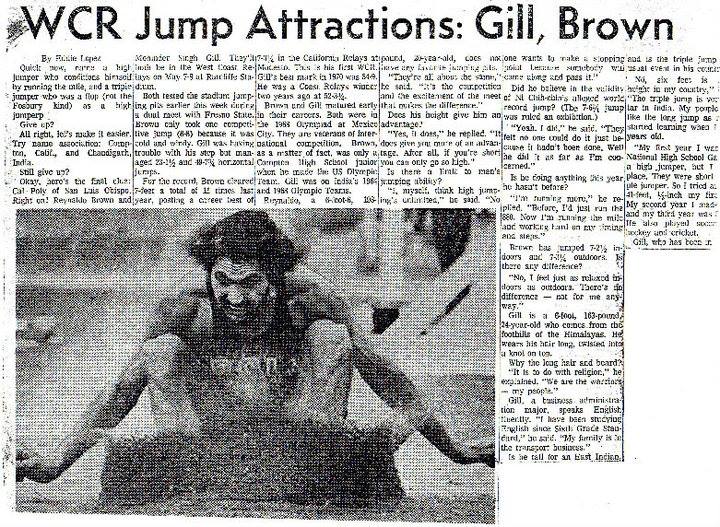 Mohinder Gill Mohinder Gill West coast relays 1971 new record