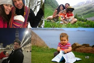 Montage de quelques photos de Céline qui illustrent leurs voyages avec bébé