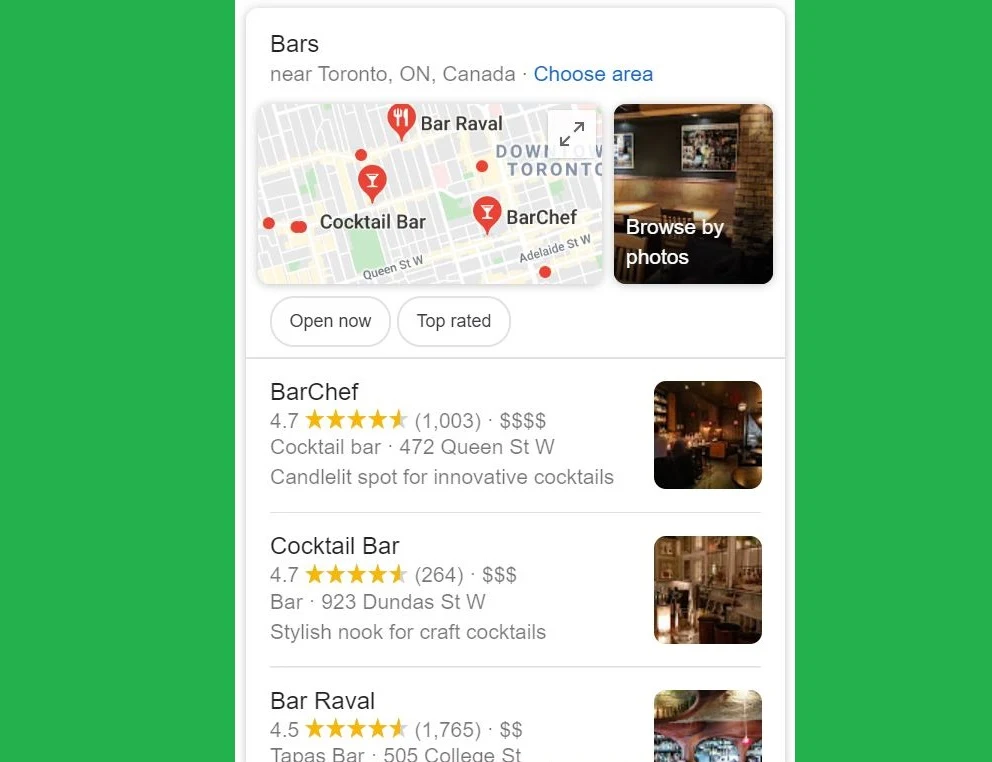 Google Local Tests Browse By Photo
