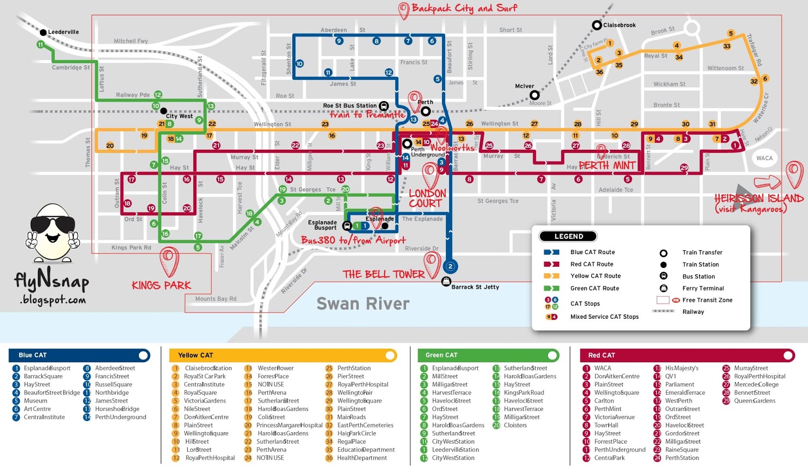 Cat Buses Perth Map