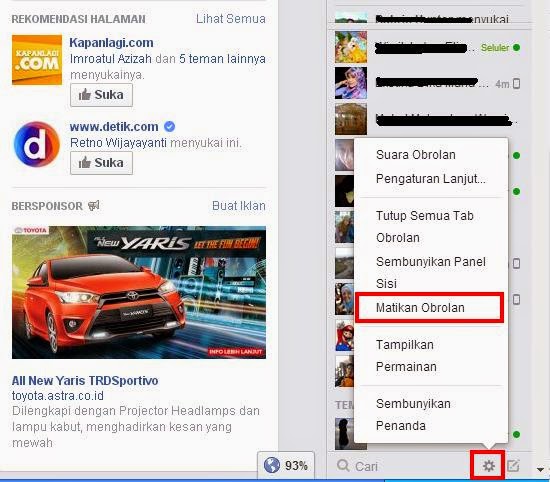 Cara Menonaktifkan Obrolan Di Facebook