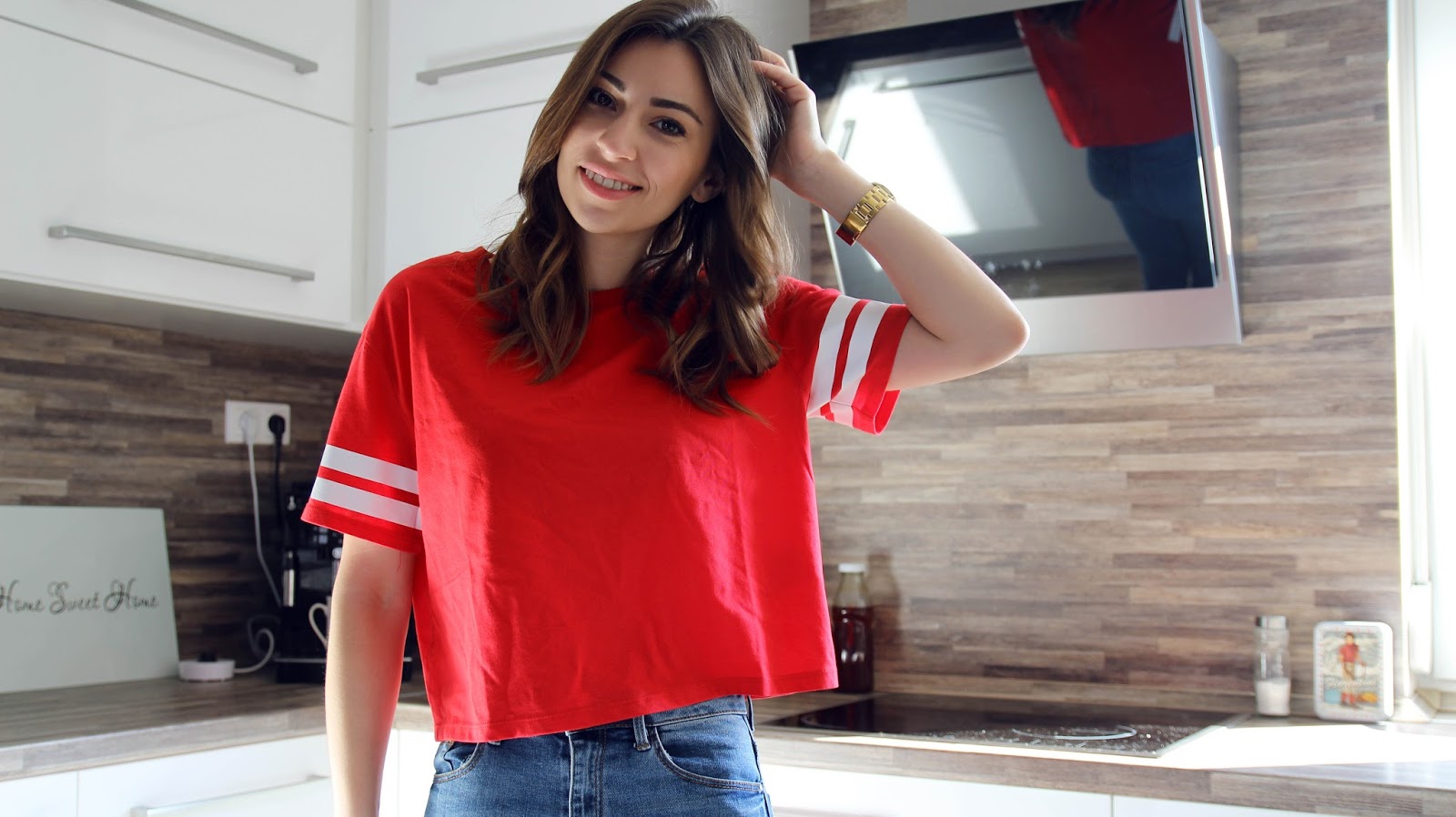 red sporty outfit