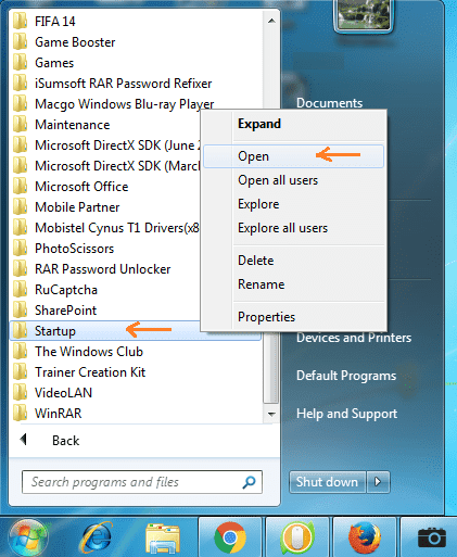 how to show fake windows error message at windows startup to do find startup folder