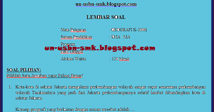 Soal essay usbn geografi sma 03 picture