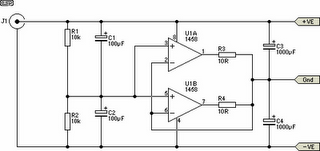 Dual OpAmp Power Supply Circuit Schematic Diagram
