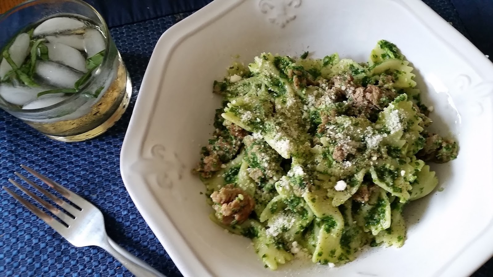 Basil Kale Pesto & Italian Sausage Pasta