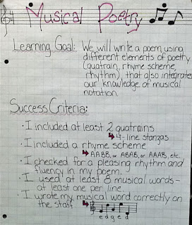 photo of Musical Poetry assignment poster @ Runde's Room