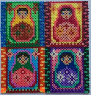 Mini Hama beads tiled Russian doll picture