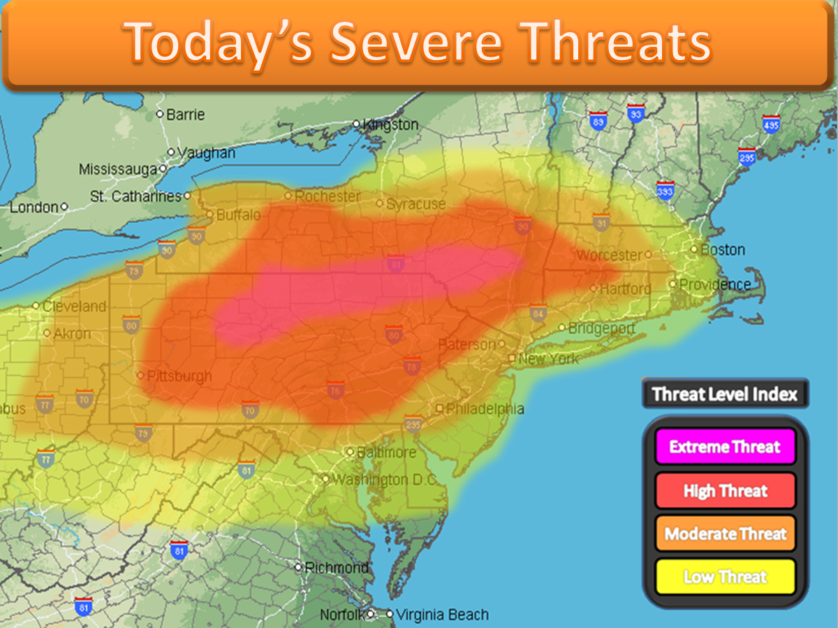 Northeast Weather Action Today's Updated Severe Thunderstorm Threats