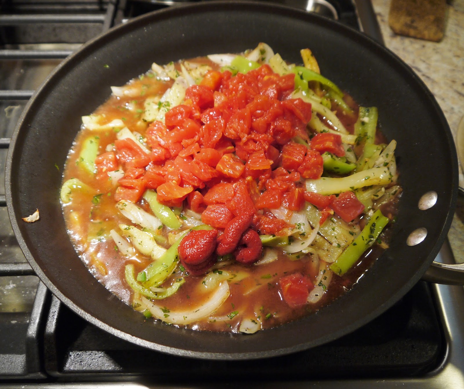Carpe Furca Sausage with Peppers and Onions in Marsala Sauce